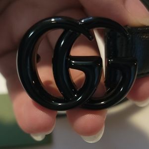 Gucci - Black GG Marmont thin belt